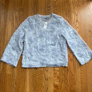 NWT Anthropologie Blue Tassel Brand Grey Top Sz M